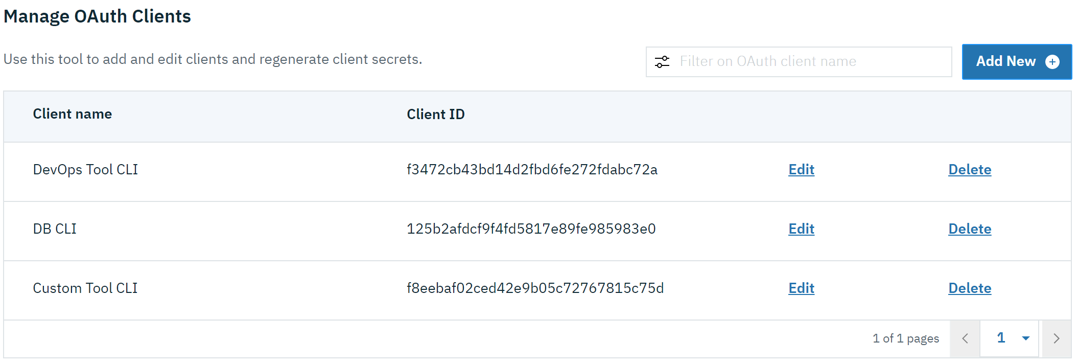 Manage OAuth clients in Admin UI